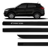 Jogo de Friso Lateral Hyundai Creta 2017 a 2019 Preto Fosco Grafia Cromada Alto Relevo - Nk brasil