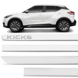 Jogo de Friso Lateral Kicks 2017 a 2019 Branco Diamond Grafia Cromada Alto Relevo Tipo Borrachão - Zp