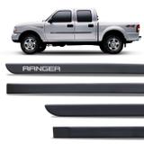Jogo de Friso Lateral Tipo Borrachão Ford Ranger Cabine Dupla Preto Fosco Grafia Personalizada - Inbraca