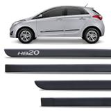 Jogo de Friso Lateral Tipo Borrachão Hyundai HB20 Preto Fosco Grafia Personalizada - Inbraca