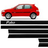 Jogo de Friso Lateral Tipo Borrachão Palio 1996 a 2004 Preto 4 Portas 6 Peças Grafia Alto Relevo - Sanfil