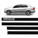 Jogo de Friso Lateral Tipo Borrachão Voyage G5 G6 G7 2009 a 2018 Preto 4 Portas Grafia Alto Relevo - Sanfil