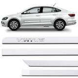 Jogo de Friso Lateral Volkswagen Virtus 2018 2019 Branco Puro Grafia Cromada Alto Relevo - Nk brasil