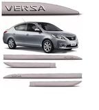 Jogo de Frisos Laterais SLIM Nissan Versa Prata Classic c/ Nome Cromado Alto Relevo - Flash