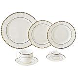 Jogo De Jantar De Porcelana 42 Peças Alto Relevo Blue Gold - F9-25054 - Wolff