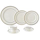 Jogo de Jantar de Porcelana 42 Peças Alto Relevo Blue Gold - Rojemac