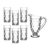 Jogo de jarra e 6 copos de vidro vitral verre mimo style