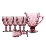 Jogo de Jarra e Taça Diamond Rosa Lyor