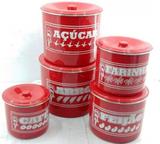 Jogo de latas alumínio polido cor vermelho com escrito - Januário