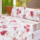 Jogo de Lençol Versalhes Floral Branco Casa Dona 4 peças Casal