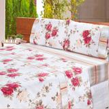 Jogo de Lençol Versalhes Floral Branco Casa Dona 4 peças King