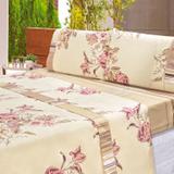 Jogo de Lençol Versalhes Floral Caqui Casa Dona 4 peças Queen