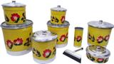 Jogo de Mantimento Pote Kit Pia Condimento Alumínio Amarelo - Alumínio extra forte