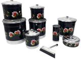 Jogo de Mantimento Pote Kit Pia Condimento Alumínio Preto - Alumínio extra forte