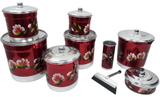 Jogo de Mantimento Pote Kit Pia Condimento Alumínio Vermelho - Alumínio extra forte