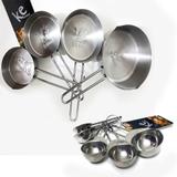 Jogo de Medidores 9 Peças para Cozinha Restaurante Medidor Xícara Colher Aço Inox Kehome - Center paulista