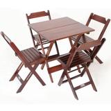 Jogo de Mesa 70 x 70 cm com 4 Cadeiras Dobráveis - Madeira - Madesil