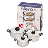 Jogo de panela Kit Caçarolas Nigro Criativa Polida 3 peças
