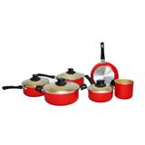Jogo de Panela Nigro Vermelho c/ Tampa de Vidro 6 Pçs 025376