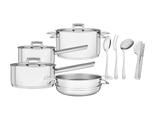 Jogo de Panelas 4 Peças Aço Inox Brava Com Faqueiro de Utensílios Tramontina - TRM 346
