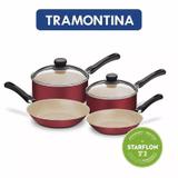 Jogo De Panelas 4 Peças Tramontina Antiaderente Caribe