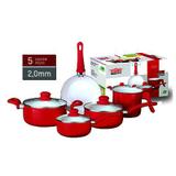Jogo De Panelas 5 Peças Ceramica 2,0 Mm Vermelha - Classhome