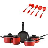 Jogo de Panelas 5pcs Antiaderente Garlic Vermelha com Utensilios da Brinox