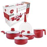 Jogo de Panelas 5pcs Vermelho Revest. Ceramico Clink