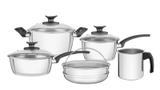 Jogo de Panelas Aço Inox 5 peças Ventura Baquelite Tramontina