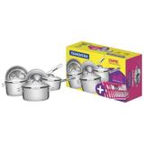 Jogo de Panelas Aço Inox Solar 5 peças + Faqueiro Laguna 24 peças GRÁTIS - Solar e Laguna - Tramonti - Tramontina