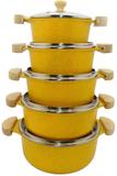 Jogo De Panelas Aluminio Fundido Batido Amarelo Pintadinho - Panelasbrasil