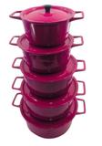 Jogo De Panelas Aluminio Fundido Batido Cor Rosa 5 Peças - Panelasbrasil