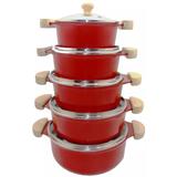 Jogo De Panelas Aluminio Fundido Batido Vermelho Pintadinho - Panelasbrasil