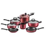 Jogo de Panelas Antiaderente Trevalla Gourmet com Panela de Pressão Cereja