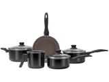 Jogo de Panelas Brinox Antiaderente de Alumínio - Preto 5 Peças Easy