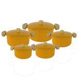 Jogo de Panelas Caçarola Aluminio Fundido Amarelo 5 peças - Inga