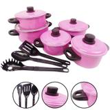 Jogo de Panelas Caçarolas Alumínio Rosa 5 Peças + Espatulas - Alumínio extra forte