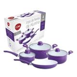 Jogo de panelas em aluminio 4 pecas com revestimento ceramico roxo - Gimp