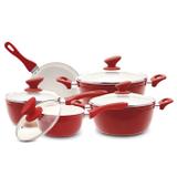 Jogo de panelas em aluminio 5 pecas com revestimento ceramico vermelho- ana maria braga - Sottile
