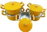 Jogo De Panelas Em Aluminio Fundido Batido Com Anel Na Borda Amarela5 Peças - Panelas brasil