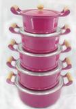 Jogo De Panelas Em Aluminio Fundido Batido Cor Rosa 5 Peças - Panelasbrasil
