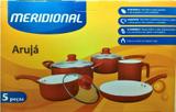 Jogo de Panelas Meridional Aruja 5pcs Vermelho Aluminio Revest Ceramico