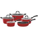Jogo de Panelas Tramontina Mônaco 5 Pçs Vermelho Alumínio c/ Revestimento Antiaderente Starflon T3 Cabo/Alças Inox e Silicone