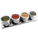 Jogo De Porta Condimentos 4 Potes De Aço Inox Com Suporte Imantado KH5976 - Kehome