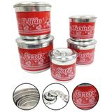 Jogo de Porta Mantimentos Latas Alumínio Com Nome Vermelho - Alumínio extra forte
