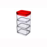 Jogo de Potes 3 Peças 100 ml Cristal com Vermelho - Coza - Brinox