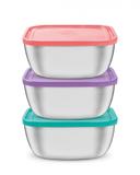 Jogo de Potes Aço Inox com Tampa Plástica 3 Peças CUCINA - Tramontina