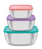 Jogo de Potes Aço Inox com Tampa Plástica 3 Peças FREEZINOX - Tramontina