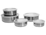 Jogo de Potes de Inox HomeGarden com Tampa - Redondo HG101004 5 Peças