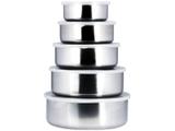Jogo de Potes de Inox HomeGarden com Tampa - Redondo HG101004 5 Peças